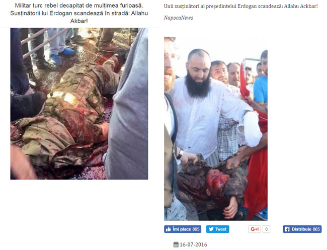 Le due foto associate ad un uomo decapitato