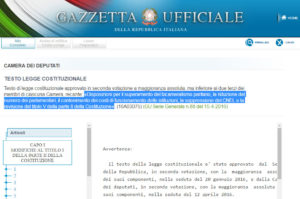 Il titolo della legge costituzionale presente nella Gazzetta Ufficiale