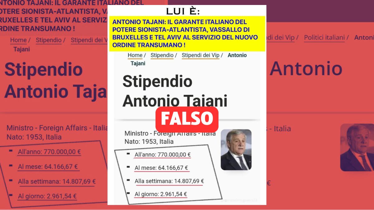 Antonio Tajani non percepisce uno stipendio di 700 mila euro l’anno