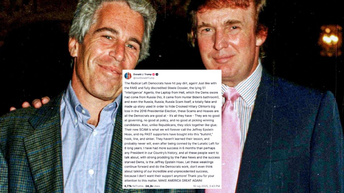 La “bufala” di Epstein: Donald Trump infuriato accusa i suoi sostenitori di credere alle fake news