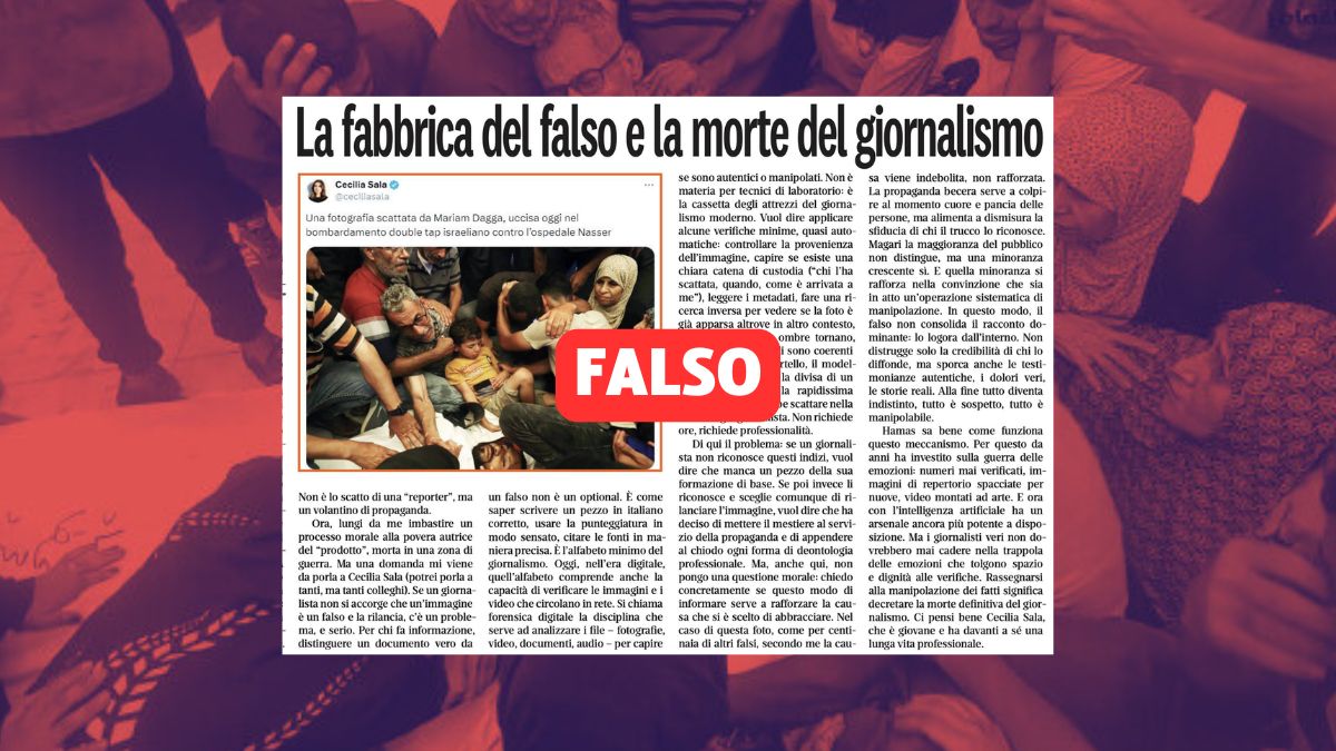 Cecilia Sala non ha condiviso una foto di Gaza generata dall’Intelligenza Artificiale