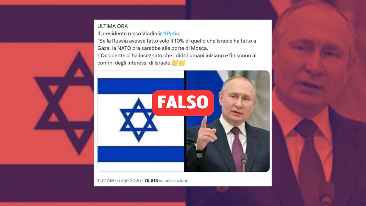 La falsa citazione di Putin su Gaza, Israele e NATO