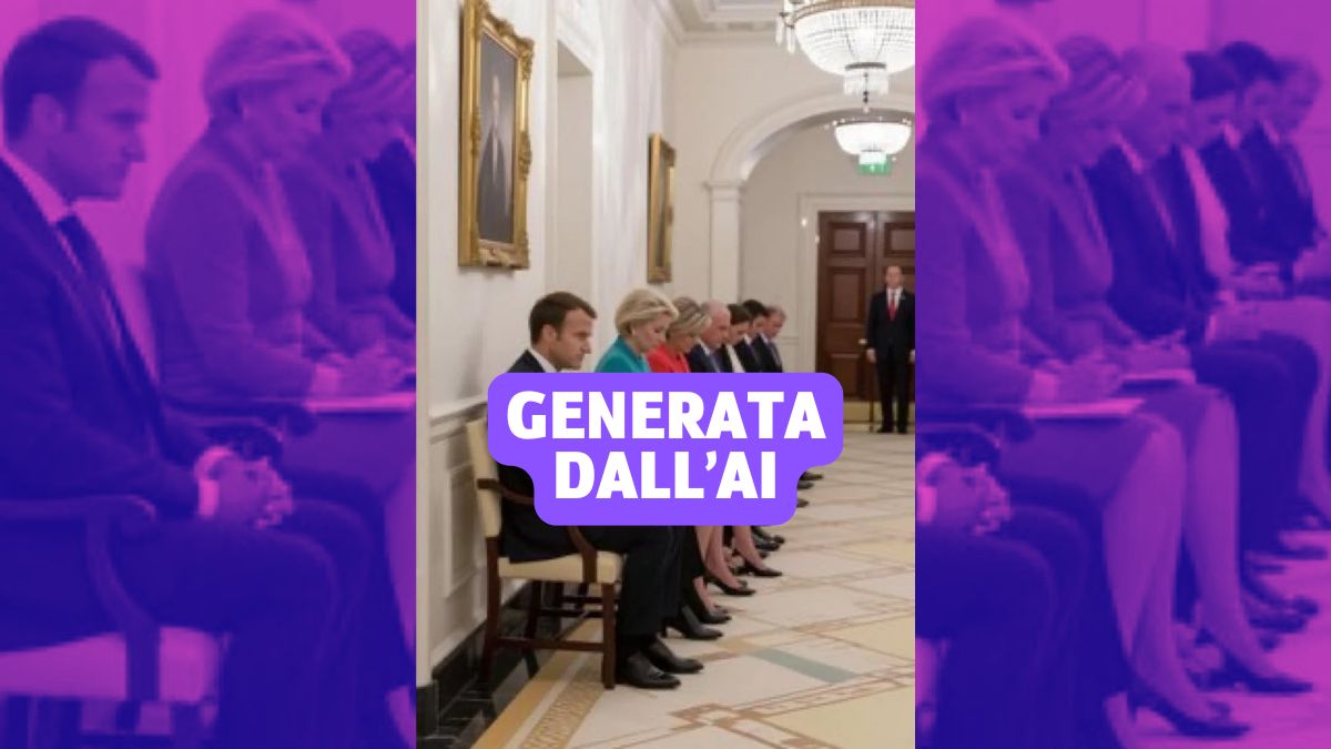 La falsa foto dei leader europei in attesa nei corridoi della Casa Bianca per incontrare Trump