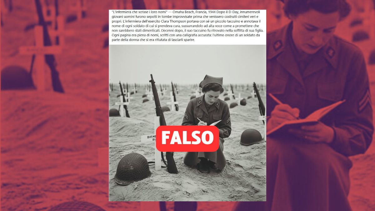 La falsa storia e foto dell’infermiera americana che annotava i nomi dei caduti in Normandia